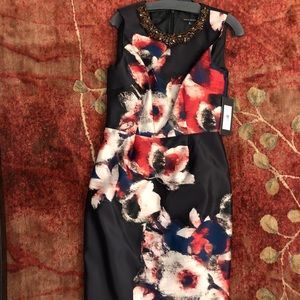 David Meister Printes Sleeveless Midi Dress